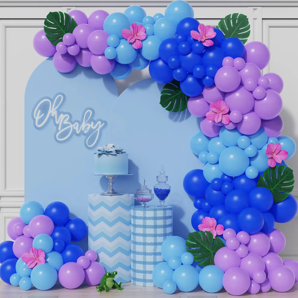 

115pcs/Set Blue Purple Balloons Garland Arch Kit Green Leaves Decor Birthday Baby Shower Wedding Party Dcoration Supplies