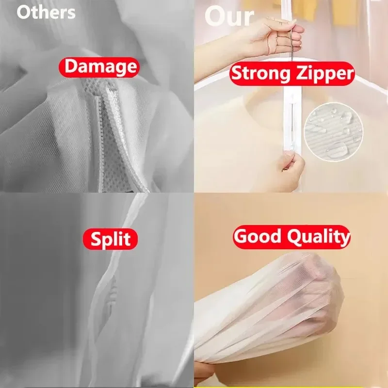 Clothes Storage Bag Clothing Dust Cover Garment Covers Wedding Dress Dust Cover 1/3/5/10PCS Washable Clothes Hanging Dust Cover Wedding Dress Cover Suit Coat Storage Bag Wardrobe Hanging Clothing Organizers