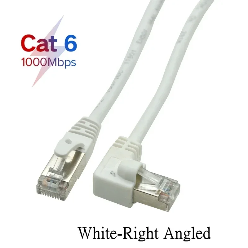 Enhanced Angled Shielded High-Speed Network Cable (White, 0.3m-1m)