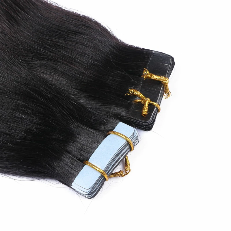 Remy Tape In Human Hair Extensions 50% Tail PU Virgin Hair Extensions 18-28inch Natural Black Skin Weft Human For Women