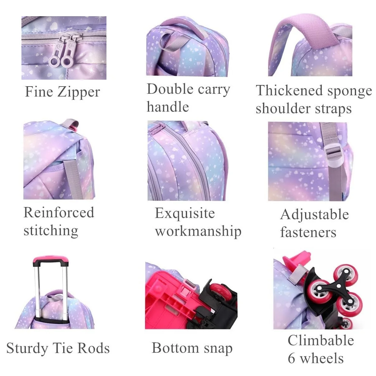 Children School Backpack Set with Wheels Students Bags for Girls Trolley Bag Cute Schoolbag Rolling Wheeled Backpack Child Girl children backpack children bag students backpack