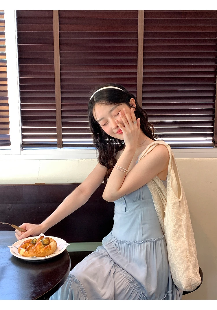French Elegant Dresses for Women Solid Spaghetti Strap Summer New Ruffles A-line Casual Korean Chic Midi Vestidos Mujer