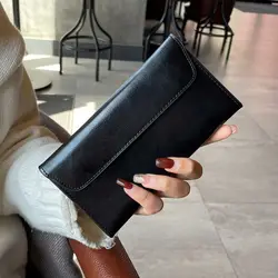 Elegant Leather Large Capacity Ultra - Thin Wallet (Black)