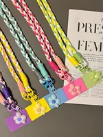 Candy Five-Petal Flower Phone Crossbody Lanyard Dopamine Style Short Phone Case Lanyard Hand-Woven Anti-Lost Phone Chain Pendant 5