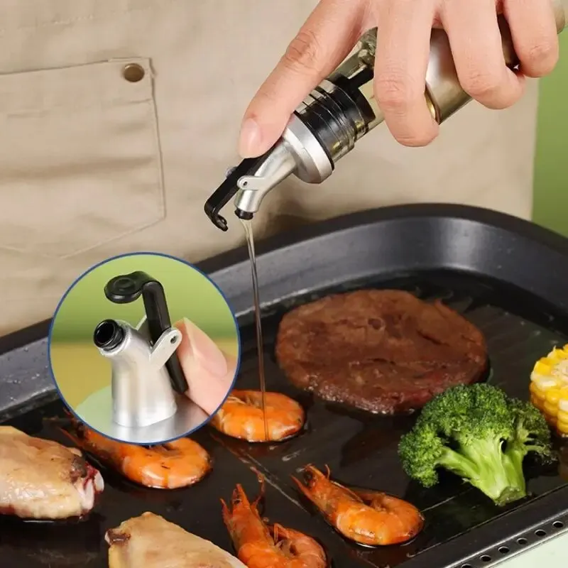 

3pcs Silver Household Kitchen Seasoning Bottles Soy Sauce Vinegar Bottles Mouth Stoppers No Oil Leakage No Oil Hanging Tools