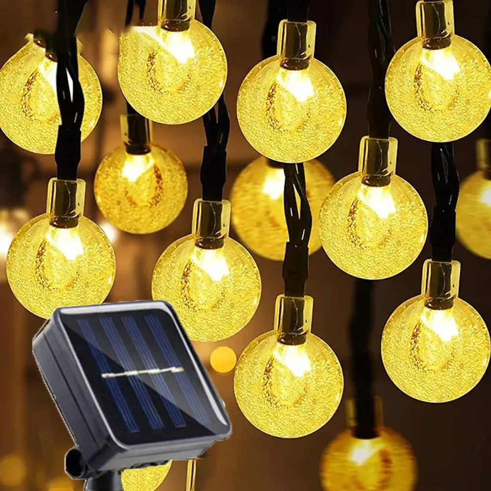 Solar String Lights Outdoor LED Solar Bubble Ball Light 8 Modes Lamp For Garden Party Decor Holiday Lighting