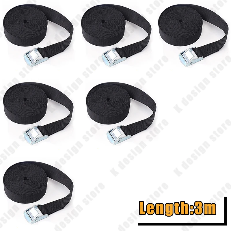 6PCS 3M Buckle Tie-Down Belt Cargo Straps For Car Motorcycle Bike With Metal Buckle Tow Rope Strong Ratchet Belt for Luggage cargo straps cargo tie down strap tie down straps lashing strap