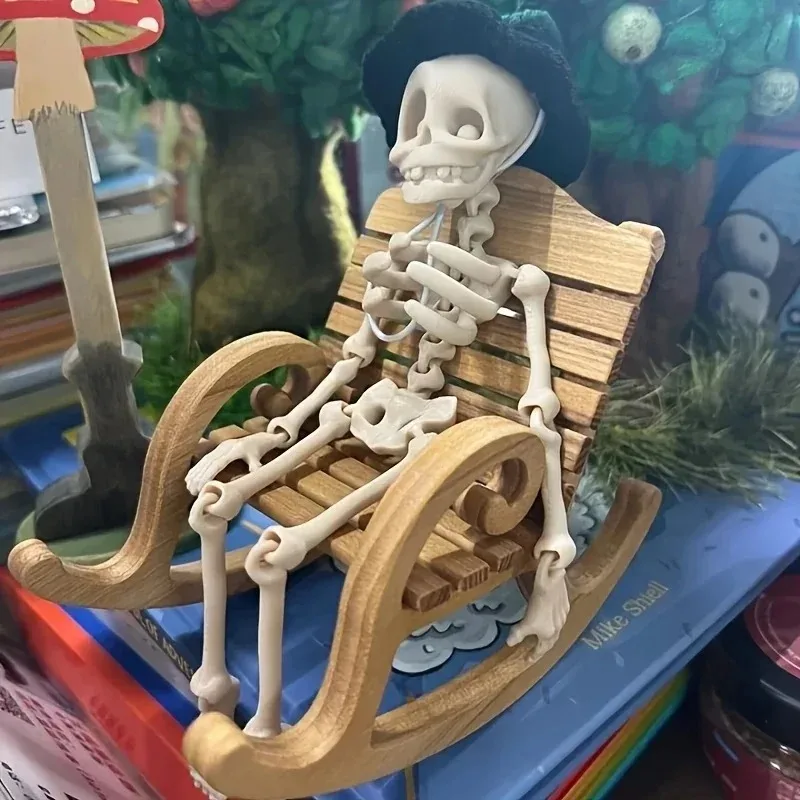 Magnetic Poseable Skeleton Fridge Magnet - Adjustable  Decoration with Movable Joints, Humorous Kitchen Accent for Home& Gifting