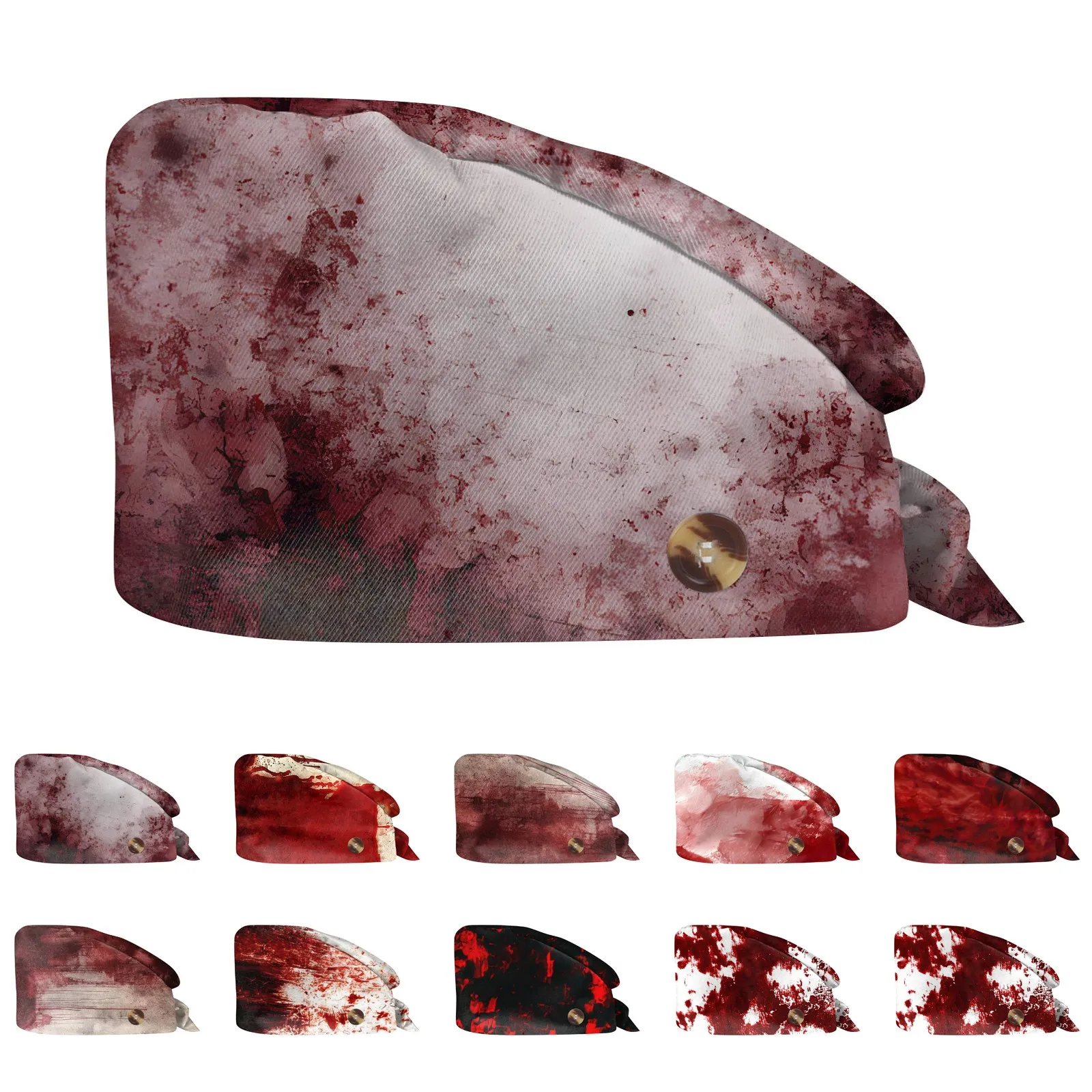 Halloween Print Work Cap Surgical Caps Woman And Man Medical Blood Cap Blood Print Surgery Shop Lab Beauty Work Accessories
