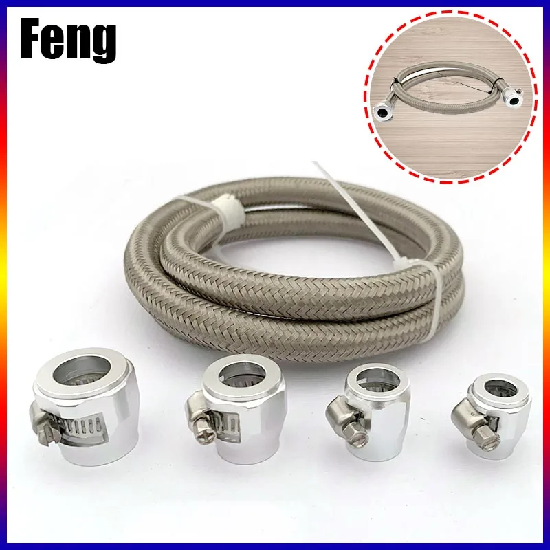 

1M 3M 5M AN4 AN6 AN8 AN10 Universal Car Oil Gas Cooler Fuel Hose Tube Stainless Steel Braided Clamp Suit Inside CPE Rubber