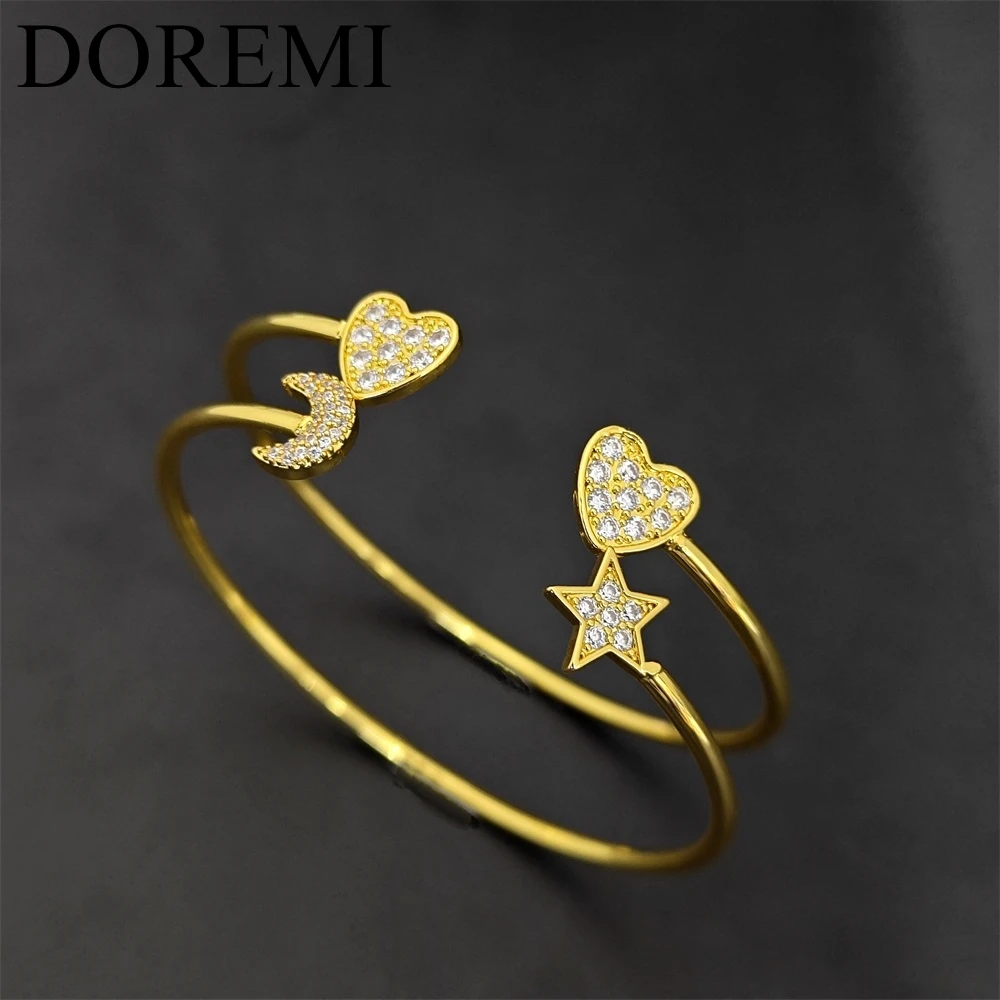 DOREMI Women Girls Custom Gift Bracelet Bangle Charms Jewelry Moon Stars Charm Jewelry Bangle Letters Personailzed Name Bangle wholesale 20pcs silver polishing cloth 8 8cm for charms bracelet bangle necklace suitable silver jewelry