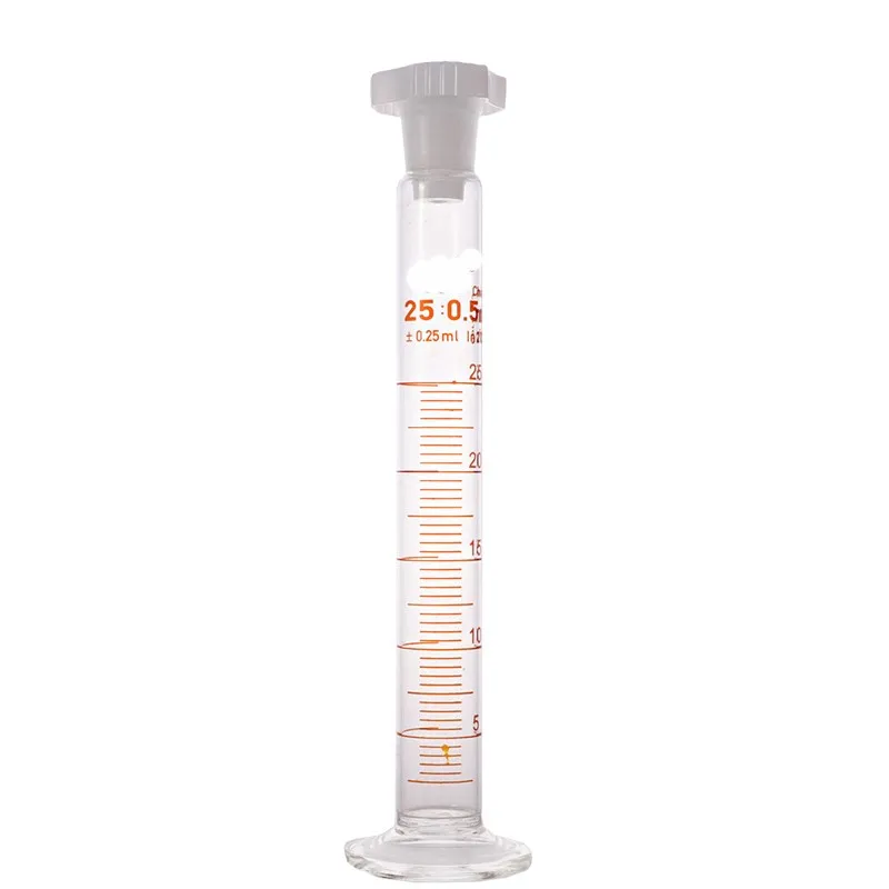 25ml Graduated Labrotary Glass Liquid Mearsuring Cylinder with plastic stopper