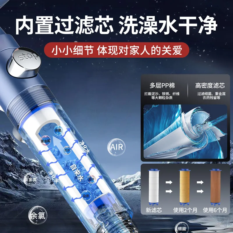 New High-pressure Shower Head 5-mode Adjustable Spray with Massage Brush Filter Rain Shower Faucet Bathroom Accessories 4