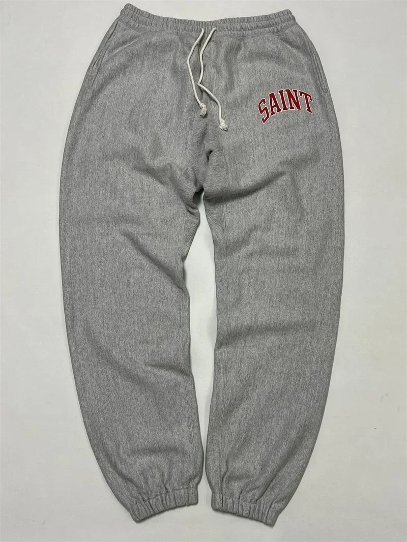 

24ss SAINT MICHAEL Pants Men Women 1:1 Top Quality Cracked Retro Print SAINT LOGO Sweatpants Oversized Tracksuit Set