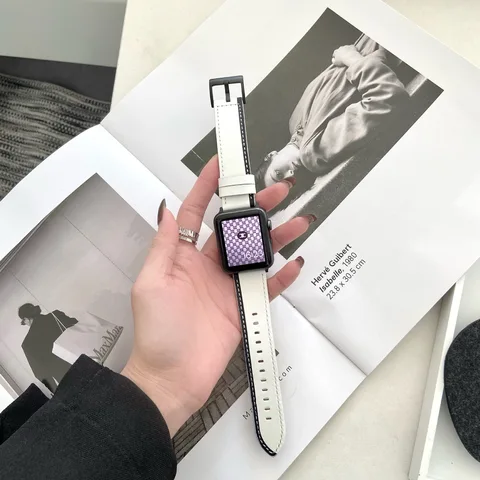Thin Leather Strap For Apple Watch Band 38mm 42mm 40mm 44mm For iWatch Series Se 3 456 7 41mm 45mm Simple Slim Wristband