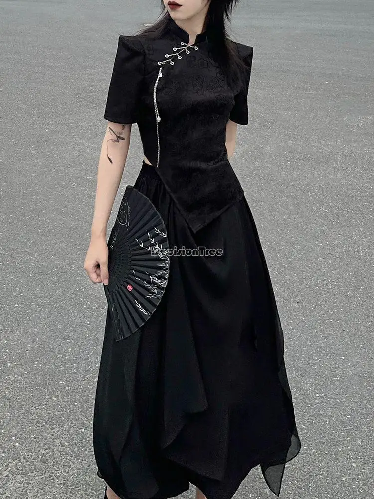 spring summer new chinese style women elegant sexy cheongsam dress set sexy improved casual daily cheongsam dress set