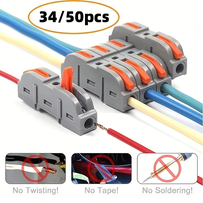 Wire Connectors 1 to 1 Inline Electrical Lever Wire Connectors Nuts Push-in Quick Conductor Compact Splicing Connectors 28-12 AWG wire connectors