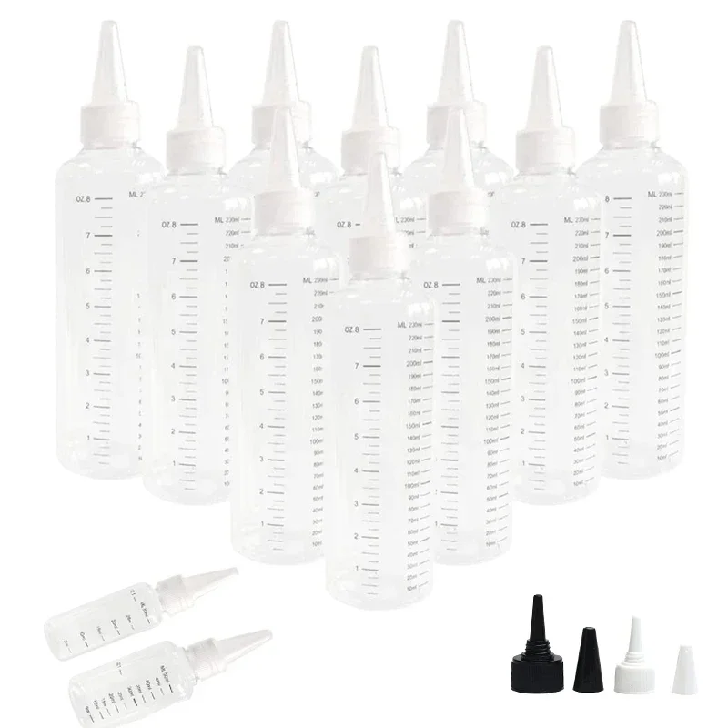 

50Pcs Empty 30ml/60ml/100ml/120ml/250ml Clear PET Plastic Dropper Bottles Container For Tattoo Ink Color Pigment with Tops Caps