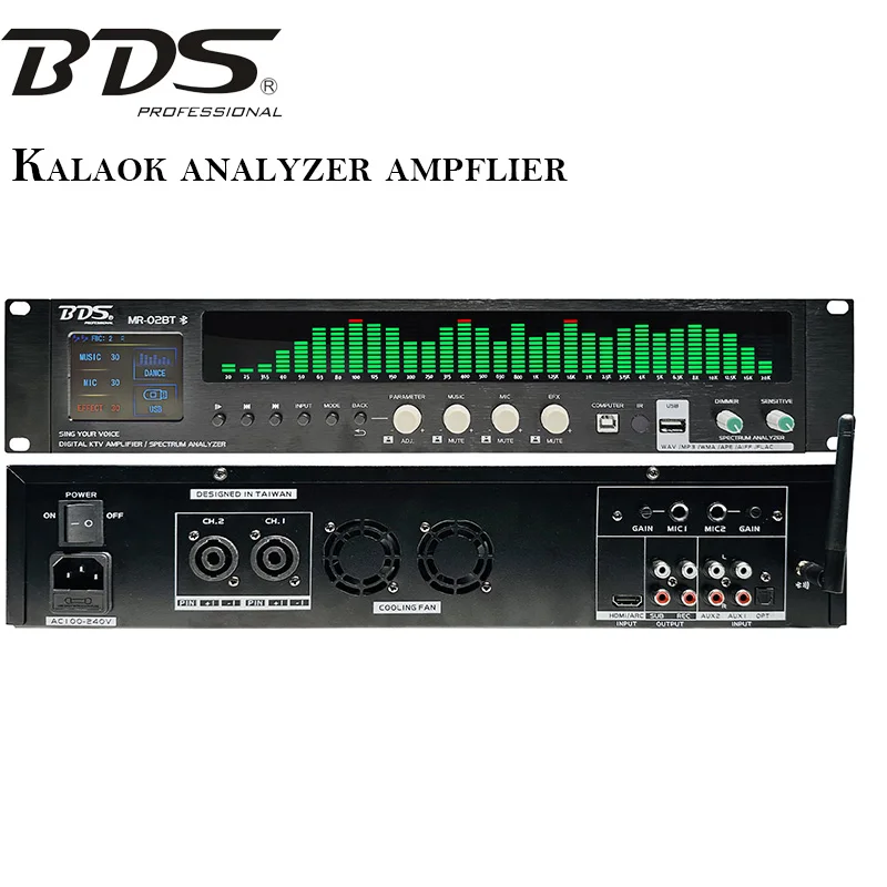 MR-02BT 1000W Karaoke Amp w/31-Band Spectrum Analyzer, HDMI ARC/Bluetooth/USB & Anti-Feedback Mic for Home Theater/Party