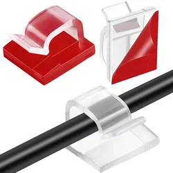 Self - Adhesive Cable Clips - Black Cord Organizer and Wire Holder Clamp (20/50 Pack) (50Pcs - transparent)
