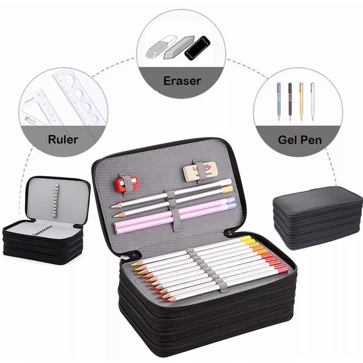 Four-layer pen bag 72 color pen curtain sketch brush color pencil bag painting art student porous stationery box pencil cases,stationery box