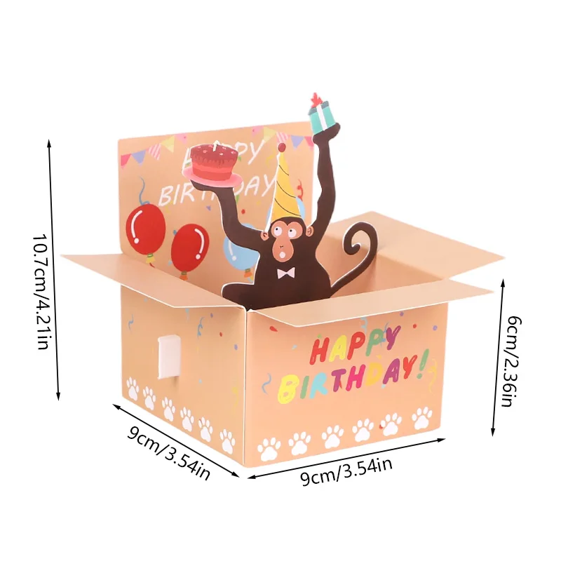 Lustiger Affe, alles Gute zum Geburtstag, Pop-Up-Karte, 3D-Papier-Einladung, Grußkarte für Kindergeburtstag, Party, Hochzeit, Dekoration, Zubehör – Detail 8