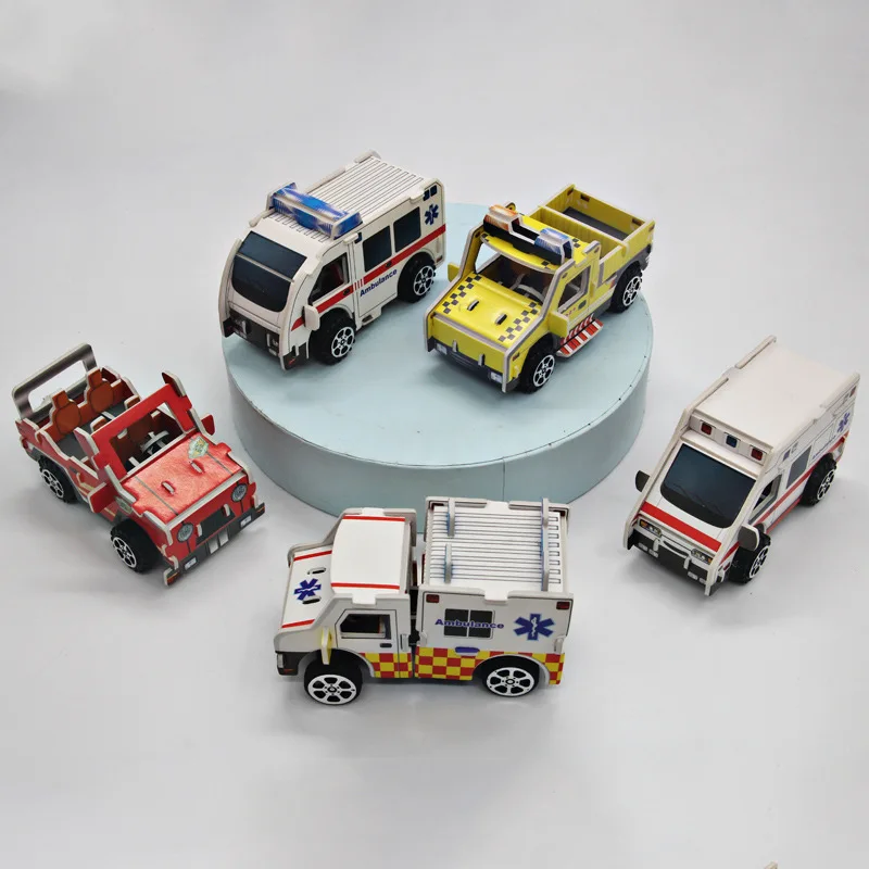 

3D Puzzle CarThree-dimensional Ambulance Engineering Vehicle Jigsaw Assemble Paper Toy Children Gift