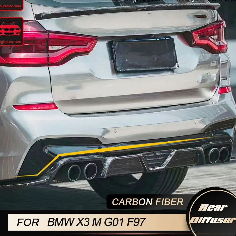 

Car Rear Bumper Diffuser Lip With Splitters For BMW X3 M G01 F97 LCI 2019-2021 Racing Rear Lip Apron Guard Body Kit Carbon Fiber