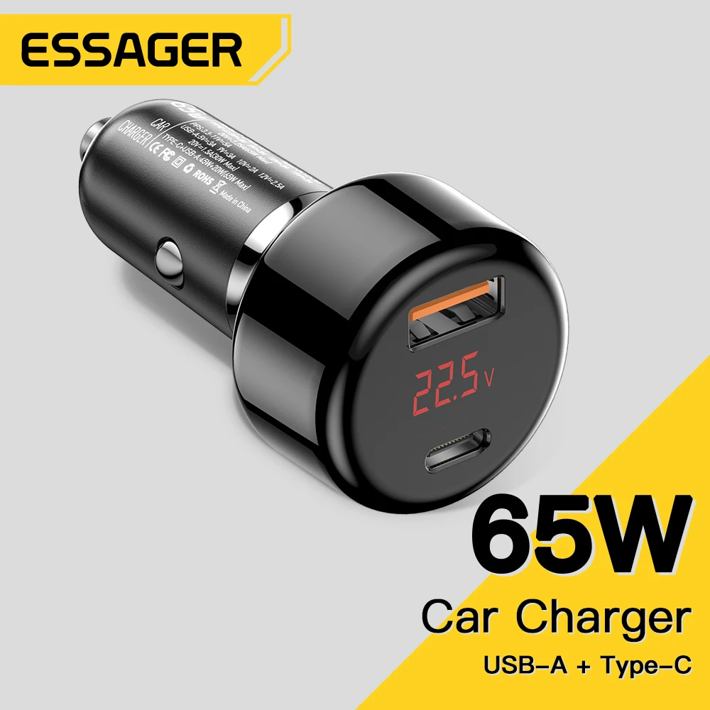 Essager65W USB Charger Car Charger Fast Charging QC4.0 3.0 USB C