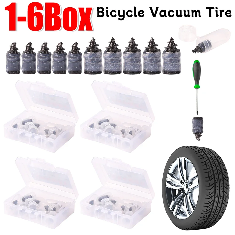 Vacuum Tyre Repair Nail Tire Puncture Screws Motorcycle Fitting Set Tubeless Wheel Repairs Punctures Kit Patches 1-6BOX For Car