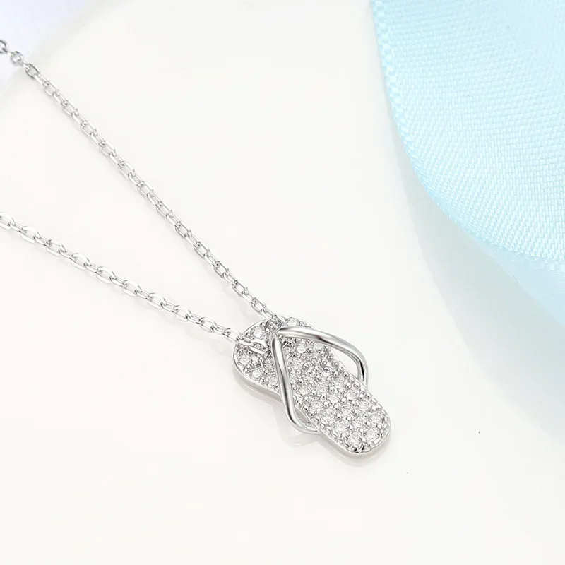 

Ожерелье из чистого серебра с инкрустированным цирконом, Женская цветная простая цепочка в виде елочки, стандартная длина ключицы, прохладный ветер