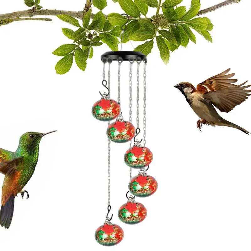 Charming Wind Chimes Hummingbird Feeder Garden Decor Window Bird Feeders Anti Fading Outside Bird Feeders For Lovers And Friends