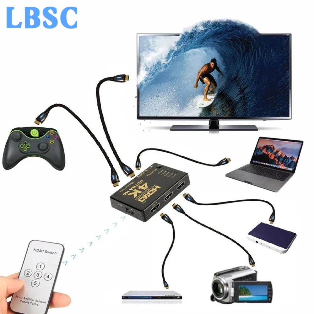 

3x1 Splitter Box HDMI-compatible Switcher 4K HD1080P 3 5 Port HD Switch Selector IR Remote Controller for HDTV DVD TV BOX PS4