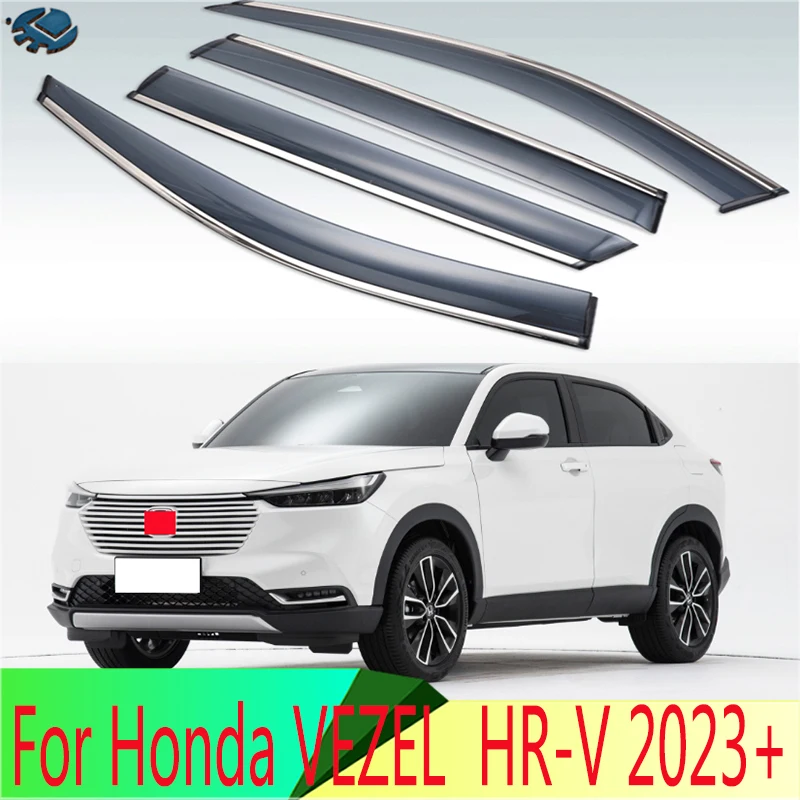 For Honda e:NS1 VEZEL HR-V + Plastic Exterior Visor Vent Shades Window Sun Rain Guard Deflector 4pcs