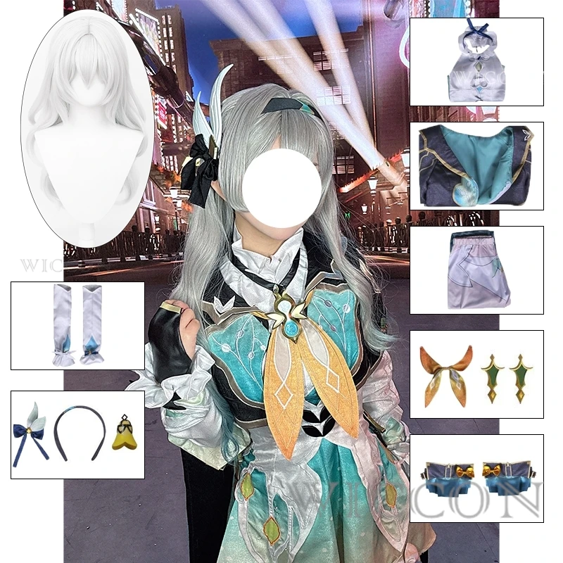

Anime Game Honkai: Star Rail Firefly Cosplay Costume Women Girls Cute Cos Clothes with Wig Suit Firefly Outfit Full Set Gift