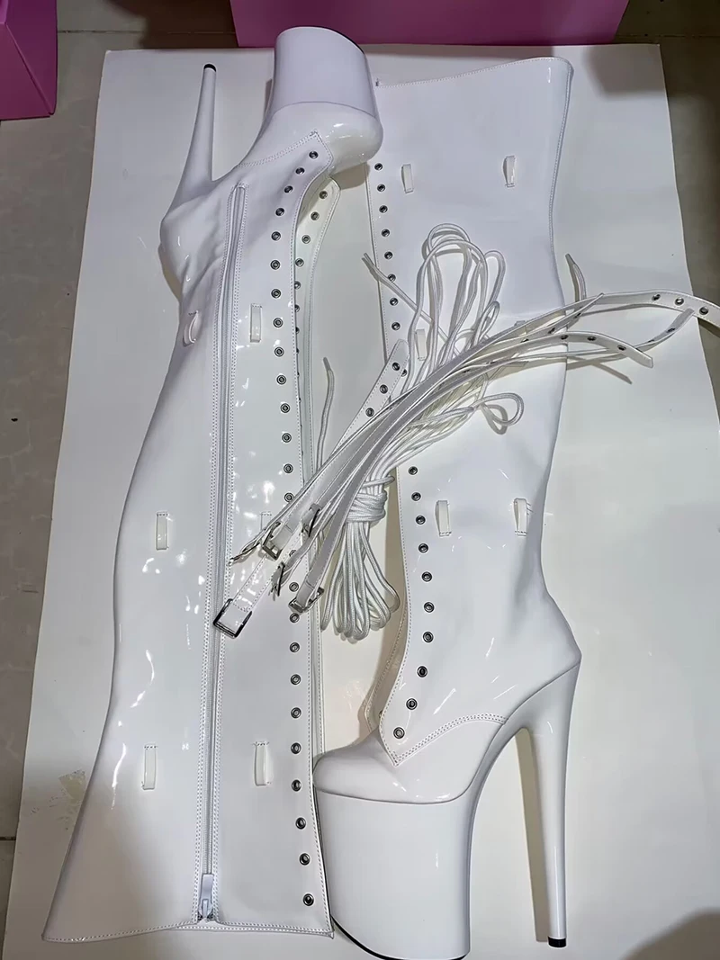 LAIJIANJINXIA New Motorcycle Boots Sexy Fetish Over The Knee 15CM Ultra High Heels Platform Long Nightclub Women Dance Shoes