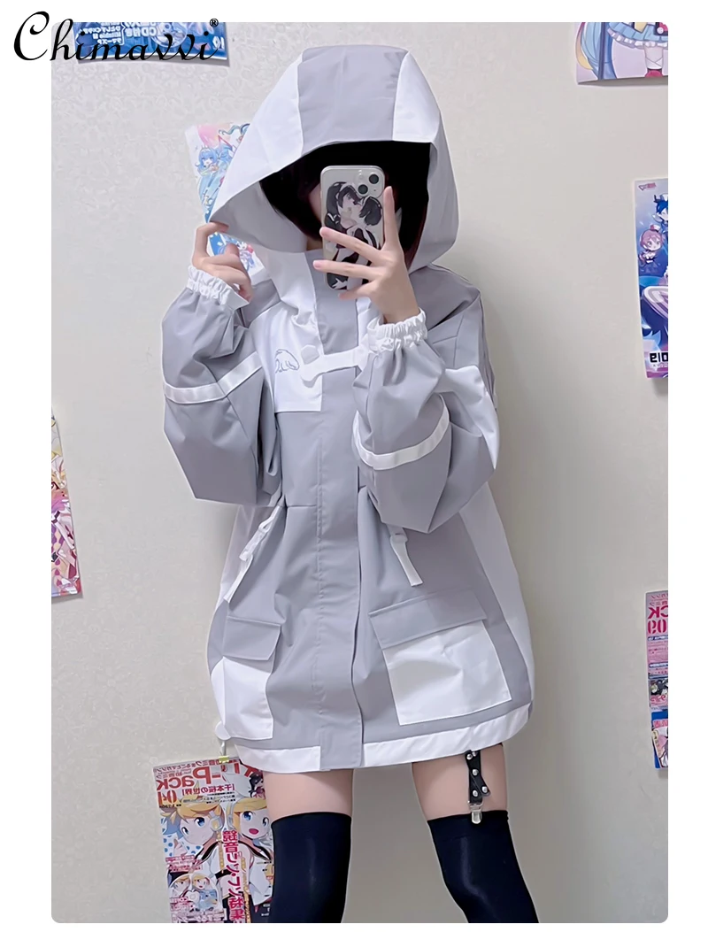 Mine Mass-Produced Charge Coat 2023 Autumn Clothes New Fashion Loose Hooded Coat Harajuku Style Cute Long Sleeve Jackets Women