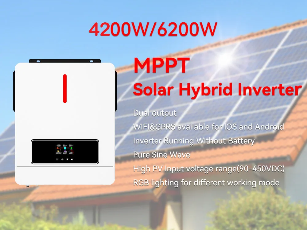 Description Picture 5 of itemECGSOLAX 4200W 6200W Hybrid Solar Inverter 120A Built-in MPPT Solar Controller 24VDC Off-Grid Inverter Charger Pure Sine Wave
