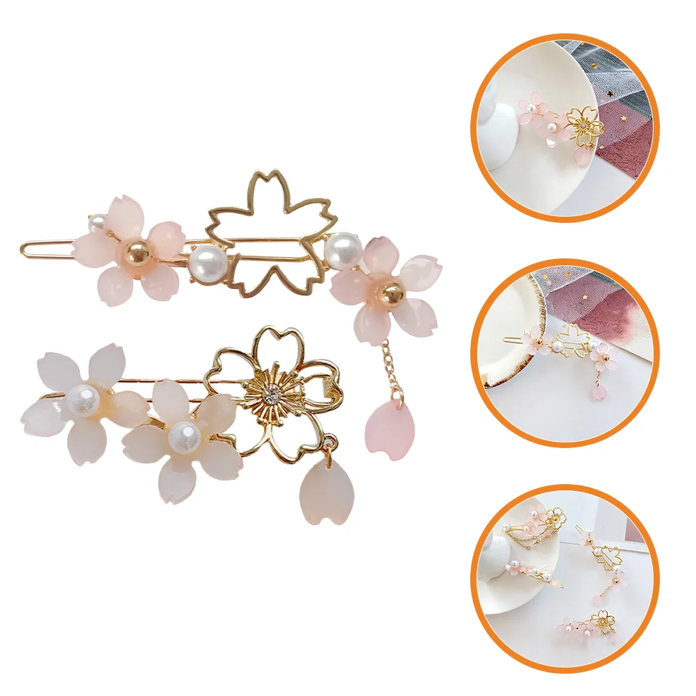 

2Pcs Japanese Cherry Blossom Hair Pin Flower Hair Clips Hair Ornament for Women