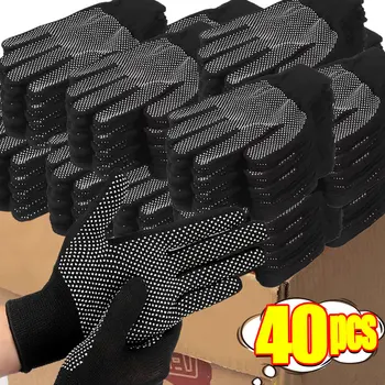 40PCS Anti-slip Wear Resistant Nylon Full Finger Gloves Garden Work Gloves for Women Men Anti-UV Outdoor Cycling Gloves Mittens