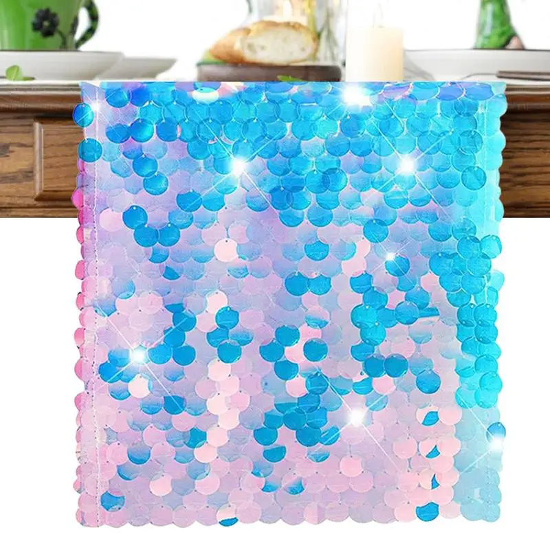 

Sequin Table Runner Sequin Table Runner Mermaid Scales Long Table Holographic Table Runner For Birthday Family/Friends Gathering