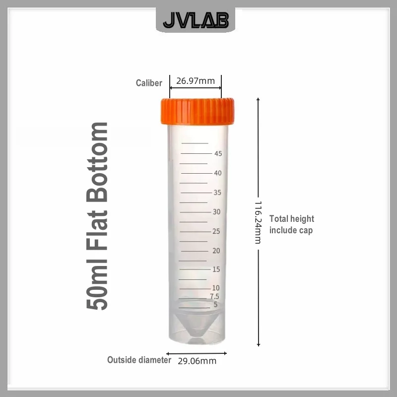 Centrifuge Tube 50 ml Laboratory Sample EP Test Tube Screw Cover Clear Scale Flat / Round / Cone Bottom 6 PK