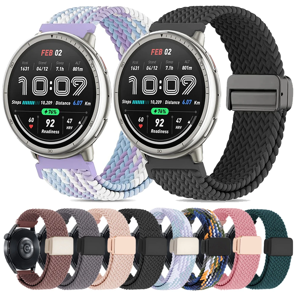 Nylon Braided Magnetic Buckle Sports Watch Strap Replacement