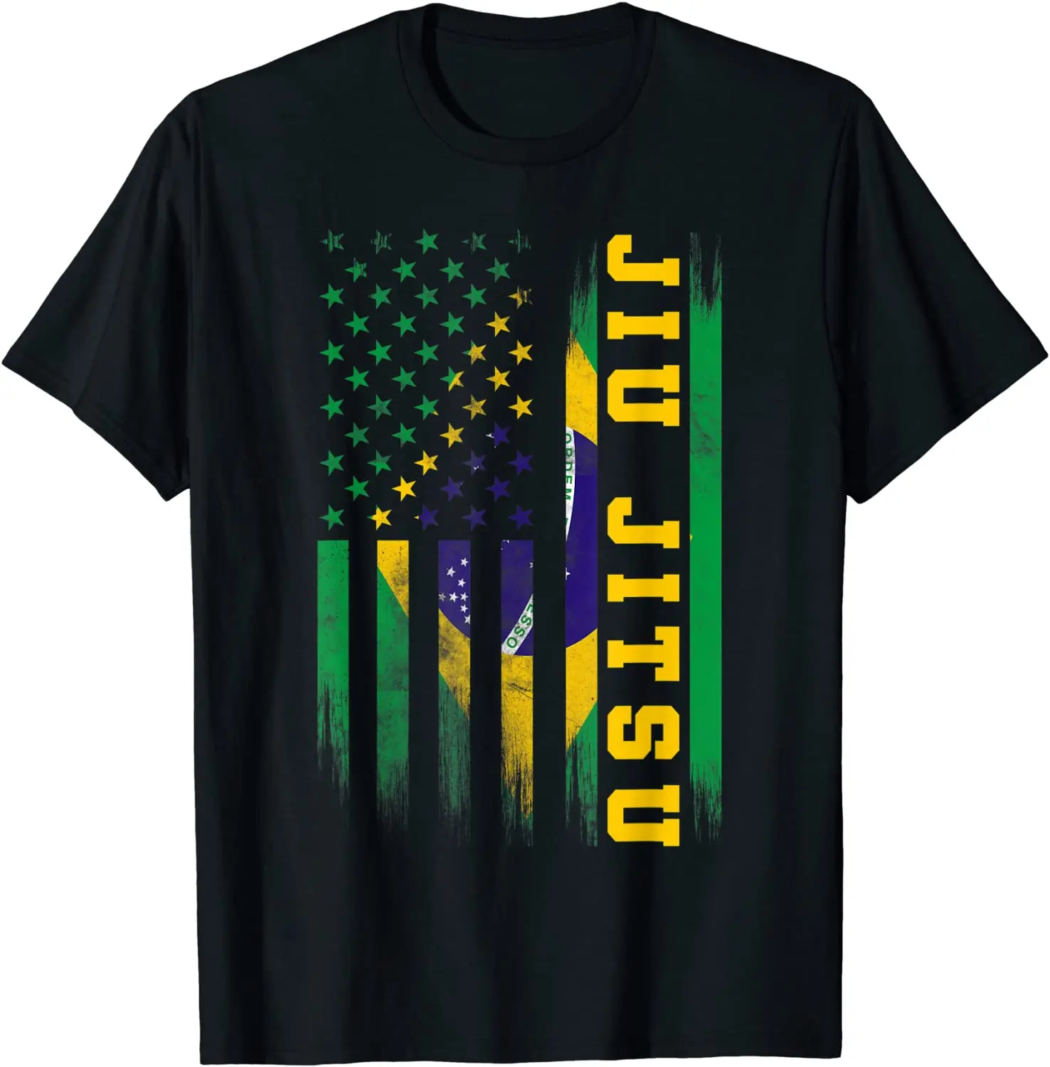 

Jiu Jitsu Men T-Shirt Brazilian Brazil United States Flag Harajuku Shirts Short Sleeve Casual O-Neck Tshirt