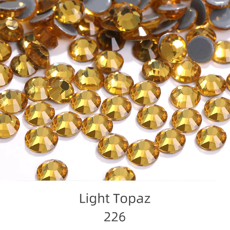 Lemon Yellow Glass Bulk Rhinestones For Tumblers Cabochon Strass Hotfix Crystals Decoration For Dress Handicraft 2-6mm Wholesale 