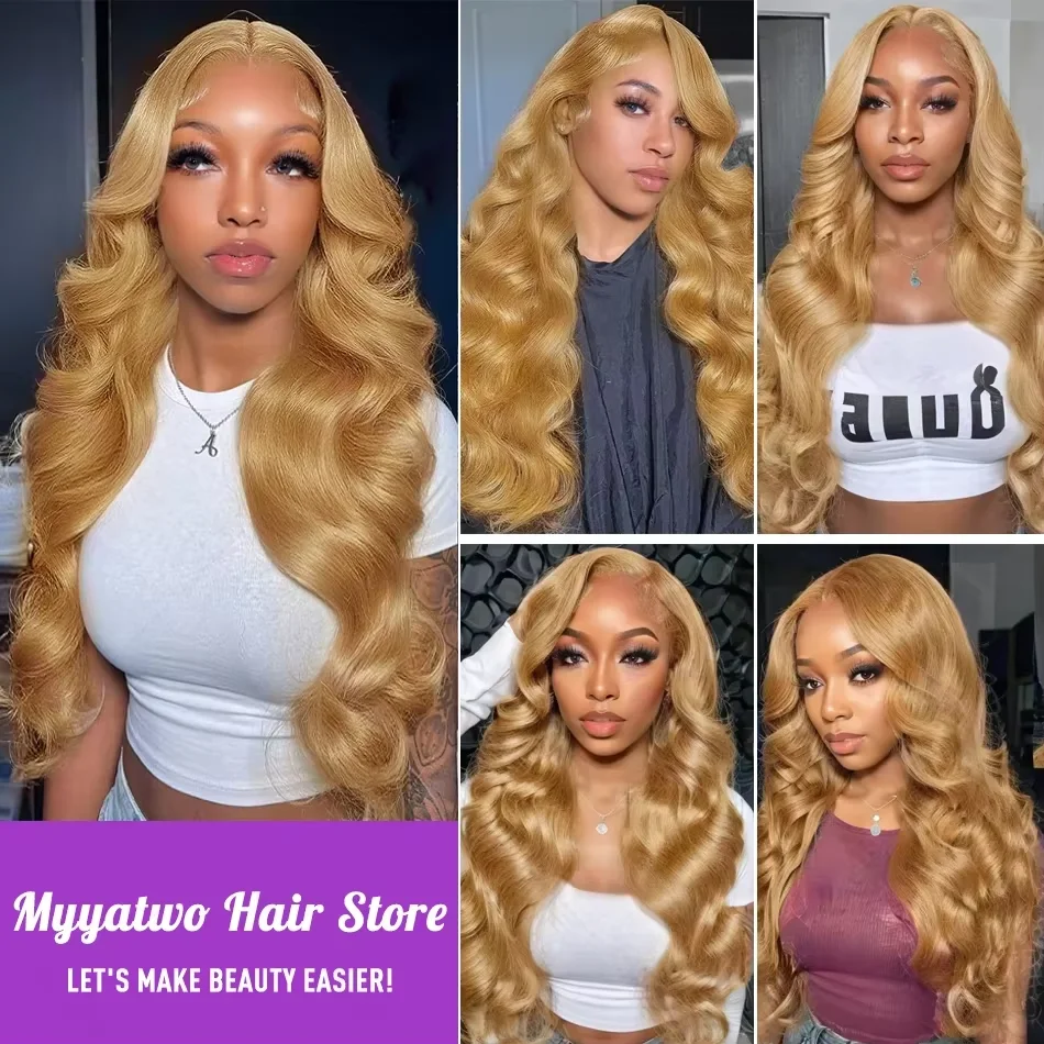 250% Density 30 40 Inch Honey Blonde Body Wave Lace Front Wig Human Hair 613 HD Lace Frontal Human Hair Wig 13x6 Pre Plucked 4