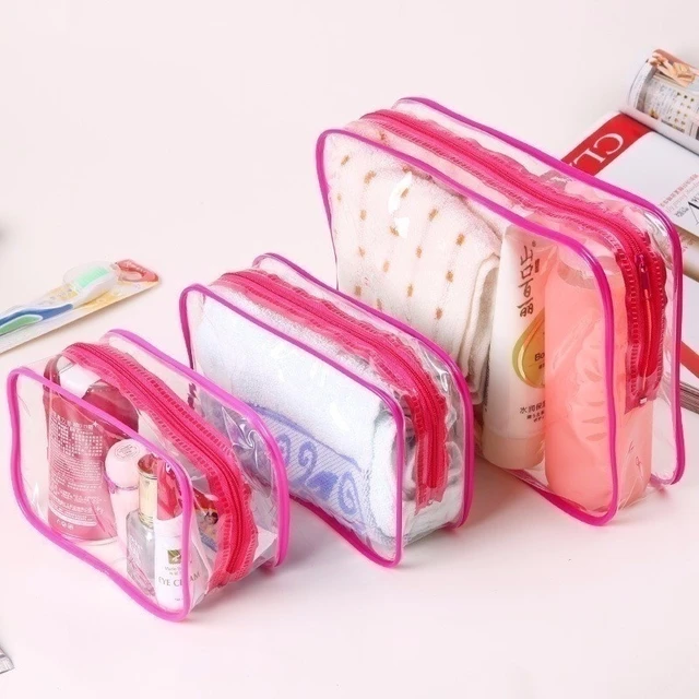  2Pcs Clear Zipper Pouches - Travel Toiletry Bag Makeup  Organizer Cosmetic Bags for Women Clear Toiletry Bag Small Makeup Pouch  Plastic Zipper Bags Zipper Pouch - Girls Travel Toiletry Bag Pencil