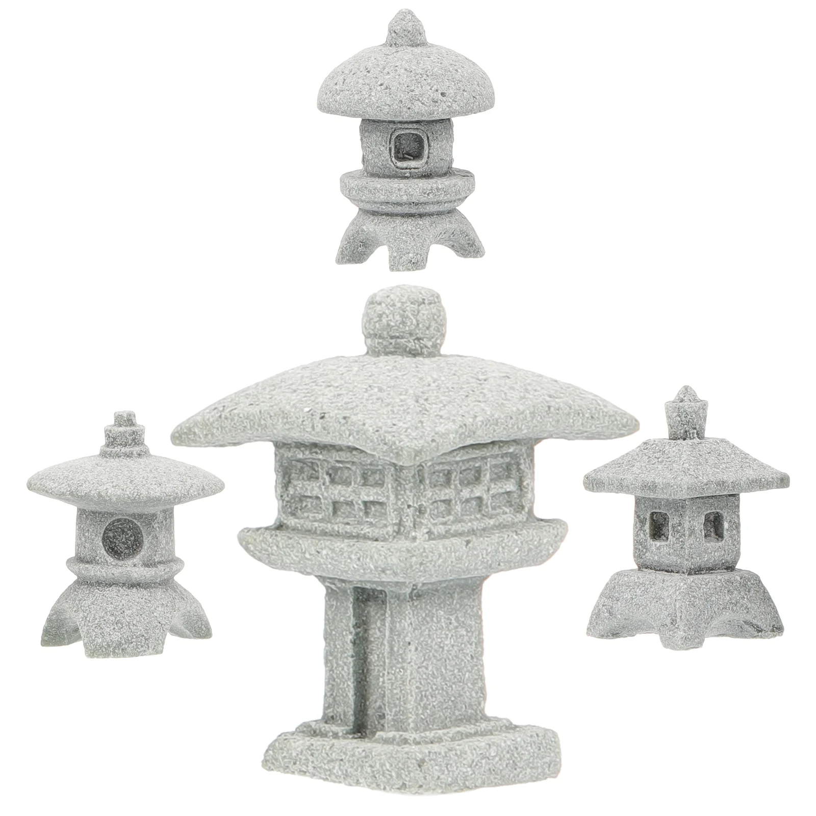 

4pcs Sandstone Mini Tiny Pagoda Model Mini Statue Stone Lantern Japanese Style Mini Tiny Pagoda Model Lantern Yard Bonsai