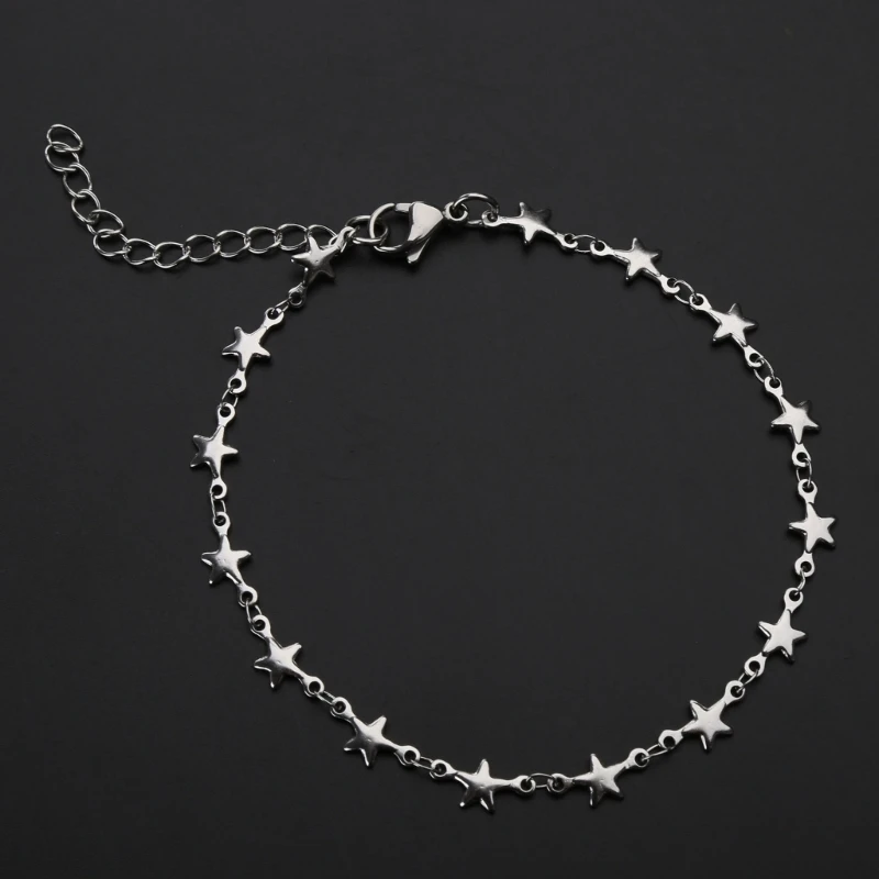 SIPURIS Stainless Steel 4-Pointed Star Bracelet - Figaro Link Chain - Gift For Women & Men - View #11