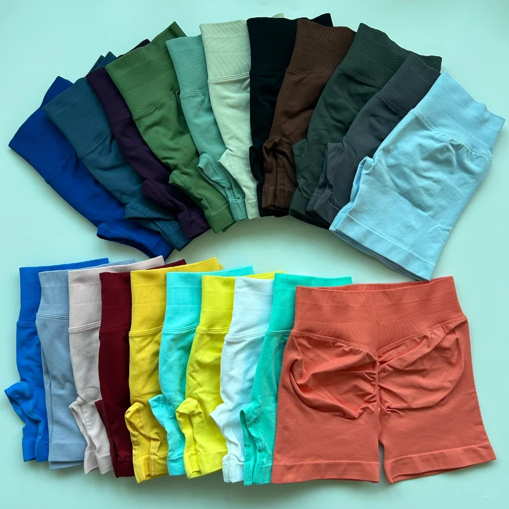 No Impact Shorts Low Ribbed Band Yoga Shorts Seamless Scrunch Bum Workout Gym Booty Running Fitness Clothes